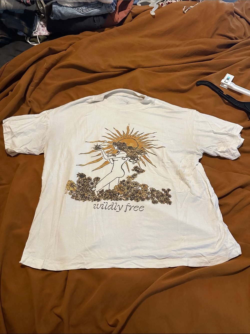 Wildly Free Graphic Tee - White with Gold Artwork